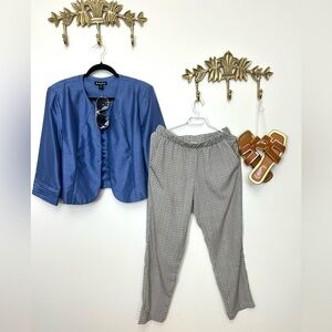 Navy/white print jersey pant size 8 waist 33” plus stretch pant 35.5”